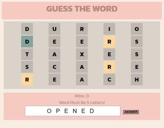 Day 9: Word Guess (In Progress)