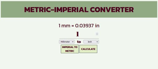 Day 35: Metric to Imperial Converter