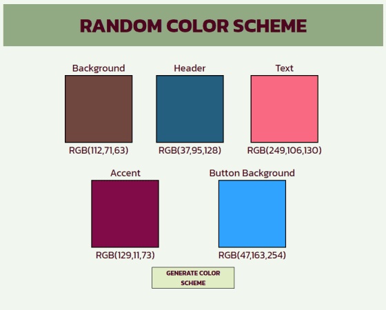 Day 37: Random Color Scheme Generator (In Progress)